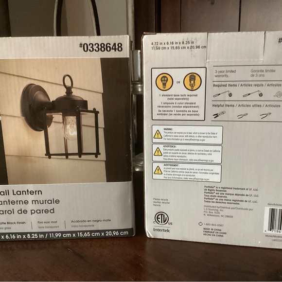 SET OF 2 PORTFOLIO EXTERIOR WALL LANTERN MATTE BLACK w/ CLEAR GLASS 4.7… - Picture 1 of 6